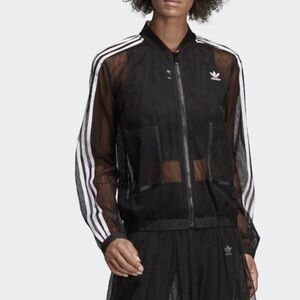 NWT Adidas Originals Black Sheer Mesh see-through Track Top Jacket Full Zip, XL